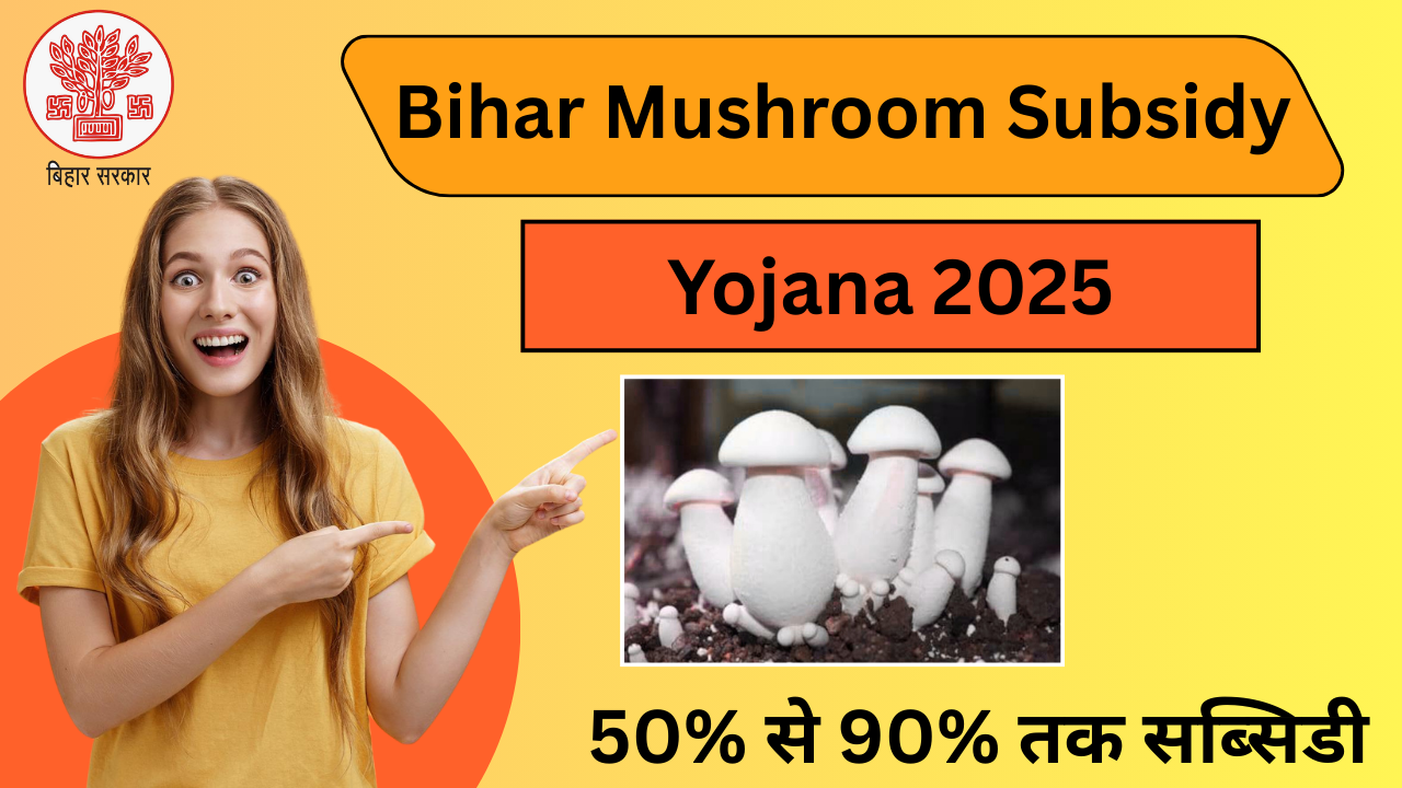 Bihar Mushroom Subsidy Yojana 2025 : बिहार सरकार दे रही 50% से 90% तक सब्सिडी |