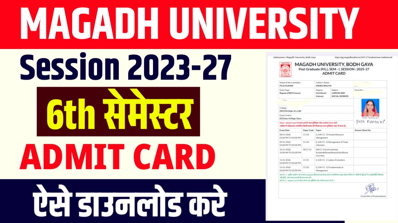 Magadh University 6th Semester Admit Download 2026